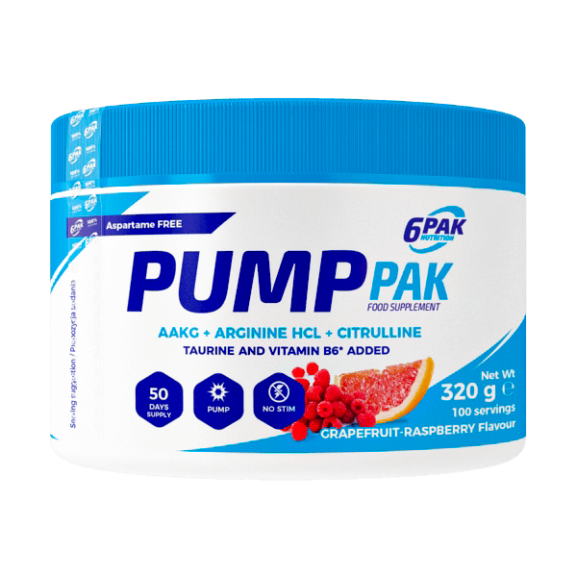 6pak nutrition pump pak 320 g grapefruit raspberry