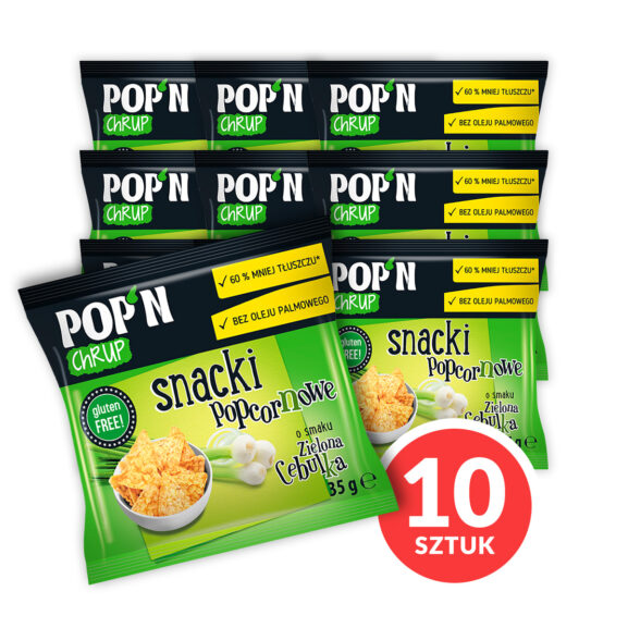 POP N CHRUP Snacki Popcornowe Zielona Cebulka 35g 10szt