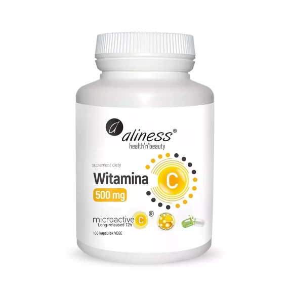 Aliness Witamina C 500 mg, micoractive 12h - 100 Vege caps