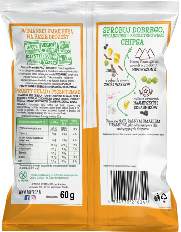 POP CROP Chipsy Proteinowe 60g - obrazek 3